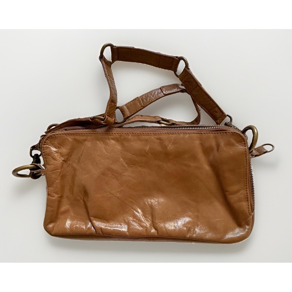 Y2K Latico Premium Crinkled Leather O-ring Crossbody‎ Bag Cognac Artisan Boho